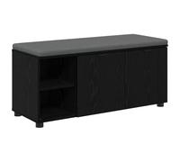 Qnhdfrt Panca da Ingresso con Cuscino e Ripiani Rovere Nero 100x38x46 cm | Seduta confortevole per corridoio e ingresso con piedini regolabili e vani contenitori integrati per ordinare le scarpe.