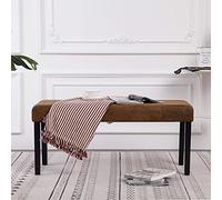 Qnhdfrt Panca marrone 106 cm con effetto camoscio e struttura in legno, comoda imbottitura spessa, facile da montare, design durevole per corridoio, sala da pranzo e camera da letto