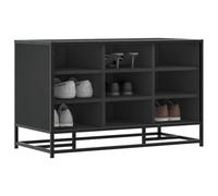 Qnhdfrt Panca per scarpe nera, 84 x 40 x 53,5 cm, con funzione seduta e vano portaoggetti in legno e metallo, pratica panca per ingresso, camera da letto e cucina