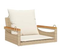 Qnhdfrt Panchina a Dondolo da Giardino in Rattan PE con Cuscini Beige