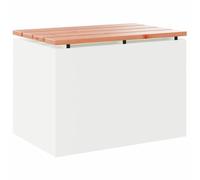 Qnhdfrt Panchina da Giardino 60x40x43 cm, Bianco, Legno e Acciaio | Seduta da esterno per terrazzo e balcone con robusto telaio in metallo verniciato e design moderno minimalista.