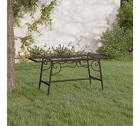Qnhdfrt Panchina da giardino in acciaio nero, 110 cm, robusta, resistente alle intemperie, per giardino, terrazza, balcone, con design elegante e spazio per più persone