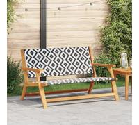 Qnhdfrt Panchina da giardino in legno massello di acacia, 122 x 78 x 73 cm, per esterni, con design geometrico rattan, per giardino, balcone, terrazza, comoda per due persone