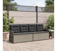 Qnhdfrt Panchina da giardino in polyrattan grigio, 110 x 67 x 95 cm, schienale regolabile in 5 posizioni, con cuscino rimovibile, moderna, per giardino, terrazza, soggiorno