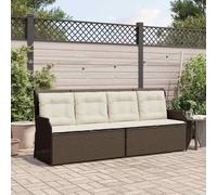 Qnhdfrt Panchina da giardino marrone polyrattan, schienale regolabile, 110 cm, per esterni, con braccioli, per giardino, terrazza, balcone e lounge