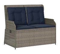 Qnhdfrt Panchina da Giardino Reclinabile 2 Posti in Polyrattan Grigio | Panca a 2 posti con schienale regolabile e cuscini imbottiti, ideale per momenti di relax in giardino o sul terrazzo.