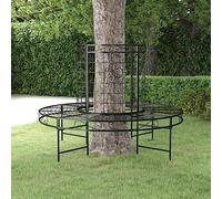 Qnhdfrt Panchina per albero rotondo, Ø 137 cm, colore nero, in acciaio, per esterni, per ombre naturali, giardino, terrazza, balcone, robusta, durevole