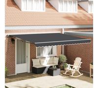 Qnhdfrt Parasole retrattile automatico, a righe, 350 x 250 cm, rettangolare, resistente ai raggi UV, impermeabile, per balcone, terrazza, giardino, con finitura opaca