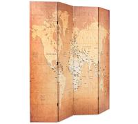 Qnhdfrt Paravento Pieghevole Divisorio da Interno Mappa Mondo 160x170 cm