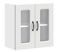 Qnhdfrt Pensile da Cucina Bianco con Vetrina in Vetro Kalmar 60x31x60 cm