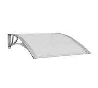 Qnhdfrt Pensilina per Porta Policarbonato Grigio Trasparente 100x75 cm | Copertura protettiva per l'ingresso di casa con lastre in PC da 5 mm e solide staffe per una stabilità ottimale.