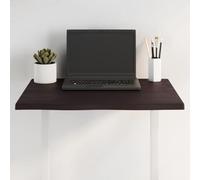 Qnhdfrt Piano in rovere massello 60 x 40 x 2 cm con vernice scura, bordo naturale fatto a mano, robusto piano di lavoro per cucina, ufficio ed esterni