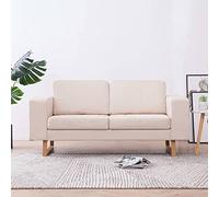Qnhdfrt Piccolo divano a 2 posti in tessuto bianco crema con cuscino rimovibile e gambe in ferro 156 x 82 x 75 cm per soggiorno balcone lounge