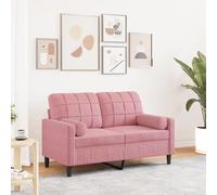 Qnhdfrt Piccolo divano a due posti, in velluto, rosa, 120 cm, design moderno, con cuscino decorativo, comodo per soggiorno, balcone, cucina, camera dei ragazzi