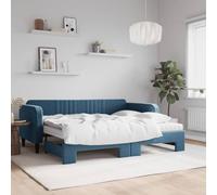 Qnhdfrt Piumone allungabile in velluto blu 223 x 100 x 75 cm, divano letto 2 in 1 con materassi, design moderno per soggiorno, camera da letto, camera degli ospiti