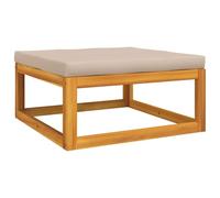 Qnhdfrt Poggiapiedi da Giardino in Legno di Acacia con Cuscino Tortora | Pouf modulare per patio e balcone, ideale come seduta extra o poggiapiedi abbinabile a divani da esterno.