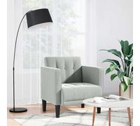 Qnhdfrt Poltrona con braccioli grigio chiaro velluto 53 cm larghezza seduta sospensione e imbottitura in schiuma per soggiorno, camera da letto, balcone, poltrona lounge moderna