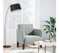 Qnhdfrt Poltrona con braccioli in velluto grigio chiaro, misura piccola, 54 cm, larghezza seduta comfort con piuma in gommapiuma, per salotto, camera da letto