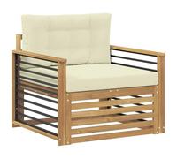 Qnhdfrt Poltrona da Giardino in Legno di Acacia con Cuscini, Bianco | Seduta modulare ideale per valorizzare il balcone o il terrazzo con un tocco moderno e accogliente.