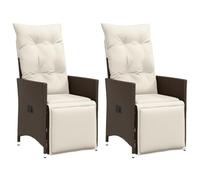 Qnhdfrt Poltrona da giardino regolabile con cuscino, 2 pezzi, marrone PE, rattan sintetico, per giardino, balcone, campeggio e spiaggia