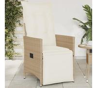 Qnhdfrt Poltrona da giardino regolabile con cuscino beige PE rattan per giardino, balcone e spiaggia, robusta, leggera, resistente ai raggi UV e confortevole