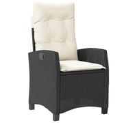 Qnhdfrt Poltrona da giardino regolabile in polyrattan nero con cuscino bianco crema, 57 x 66 x 93 cm, design moderno, robusta e resistente alle intemperie, per giardino, balcone, terrazza, lounge
