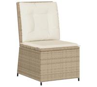 Qnhdfrt Poltrona Reclinabile da Giardino in Polyrattan Beige con Cuscini | Sedia sdraio regolabile con poggiapiedi per il relax in balcone, terrazzo o veranda, dotata di cuscino sfoderabile.