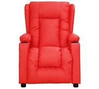Qnhdfrt Poltrona Reclinabile Manuale Similpelle Rossa con Portabicchieri