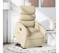 Qnhdfrt Poltrona relax con ausilio elettrico per alzarsi, in tessuto crema, con funzione di riposo manuale, comoda poltrona per soggiorno, camera da letto o come poltrona da lettura