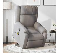 Qnhdfrt Poltrona relax con funzione di sollevamento elettrica massaggiante e funzione di riposo manuale, tessuto tortora, massaggio a 6 punti, comoda con tasca laterale per soggiorno e camera da letto