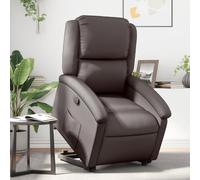 Qnhdfrt Poltrona relax con supporto elettrico e funzione di riposo manuale in vera pelle marrone scuro - comoda poltrona per soggiorno e camera da letto con telaio robusto