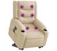 Qnhdfrt Poltrona relax con supporto elettrico per alzarsi e massaggio vibrante a 6 punti, funzione di riposo manuale, comoda per soggiorno, camera da letto, tessuto crema