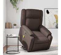 Qnhdfrt Poltrona relax con supporto elettrico per alzarsi e massaggio vibrante marrone ecopelle poltrona per soggiorno camera da letto con funzione di riposo manuale