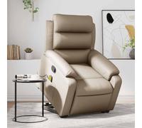 Qnhdfrt Poltrona relax con supporto per alzarsi e massaggio vibrante cappuccino marrone ecopelle per soggiorno camera da letto balcone