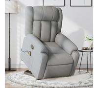 Qnhdfrt Poltrona relax con supporto per alzarsi, in tessuto grigio chiaro, funzione di riposo manuale, 6 punti, meccanismo di sollevamento elettrico, max 110 kg, per soggiorno, camera da letto