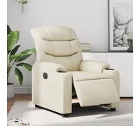 Qnhdfrt Poltrona relax elettrica color crema ecopelle con funzione sdraiata automatica, comoda poltrona televisiva per soggiorno e camera da letto, comfort e stabilità