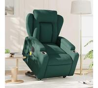 Qnhdfrt Poltrona relax elettrica con funzione massaggiante e supporto per alzarsi, in tessuto verde scuro, con funzione reclinabile elettrica, per soggiorno