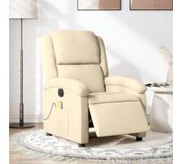 Qnhdfrt Poltrona relax elettrica con funzione massaggiante in tessuto crema sedia reclinabile funzione di riposo automatica 135 gradi massaggio vibrante confortevole per soggiorno camera da letto