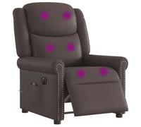 Qnhdfrt Poltrona relax elettrica con massaggio e funzione sdraiata automatica in ecopelle marrone lucido per soggiorno relax