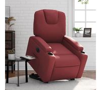 Qnhdfrt Poltrona relax elettrica con supporto per alzarsi e sdraiarsi in ecopelle rosso vinaccia per soggiorno, camera da letto, comoda poltrona televisiva con regolazione automatica