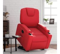 Qnhdfrt Poltrona relax elettrica con supporto per alzarsi, in ecopelle rossa, regolabile manualmente, comoda per soggiorno e camera da letto