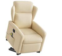 Qnhdfrt Poltrona relax elettrica con supporto per alzarsi, massaggiante, tessuto crema, per soggiorno, camera da letto, poltrona televisiva