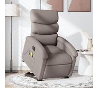 Qnhdfrt Poltrona relax elettrica con supporto per alzarsi, massaggio vibrante, tessuto tortora, per soggiorno, camera da letto, comoda e stabile