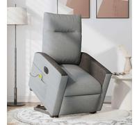 Qnhdfrt Poltrona relax elettrica con supporto per alzarsi, tessuto grigio chiaro con funzione reclinabile elettrica e massaggio vibrante a 6 punti per soggiorno e camera da letto