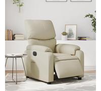 Qnhdfrt Poltrona relax elettrica in ecopelle color crema con funzione sdraiata automatica e tasca laterale per una comoda televisione e relax in soggiorno