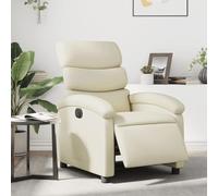 Qnhdfrt Poltrona relax elettrica in pelle sintetica color crema con funzione sdraiata automatica fino a 135° per una comoda visione della TV e relax in soggiorno o camera da letto