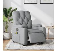 Qnhdfrt Poltrona relax elettrica in tessuto grigio chiaro con funzione sdraiata automatica e massaggio vibrante per soggiorno, interni