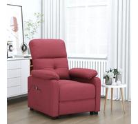 Qnhdfrt Poltrona relax elettrica in tessuto rosso vino con telecomando, funzione reclinabile per soggiorno, comoda poltrona TV, dimensioni 73 x 90 x 100 cm