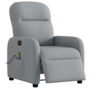 Qnhdfrt Poltrona relax elettrica regolabile con funzione massaggiante grigio chiaro tessuto poltrona soggiorno con funzione reclinabile e tasca laterale