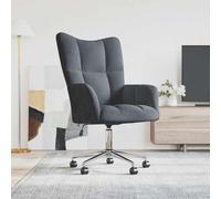 Qnhdfrt Poltrona relax girevole grigio scuro velluto regolabile in altezza con molla a gas e ruote per soggiorno, camera da letto o come sedia da toeletta, design elegante e moderno